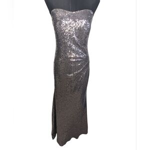 Vince Camuto Shimmering Fully Sequin Silver Maxi Dress Size 10. Formal,